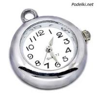 Фурнитура для бижутерии Основа для часов Кулон Простой 0001520 серебряный цвет с белым циферблатом 25 мм, цена за 1 шт