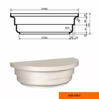 Капитель к фасадной полуколонне из пенополистирола с покрытием LEPNINAPLAST-FASAD (Лепнинапласт-фасад) КЛВ-305/1 HALF