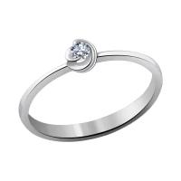 Помолвочное кольцо из белого золота Aquamarine с бриллиантом 961419, Белое золото 585°, размер 17