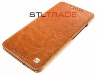 Футляр-книга боковой Hoc Crystal Leather для HTC One Max brown