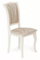 Стул Tetchair Opera ( OP-SC ), дерево гевея, 45х53х97см, ivory white (слоновая кость 2-5), ткань бежевая, рисунок золотистый (180-9