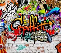 Моющиеся виниловые фотообои GrandPiK В стиле граффити. Graffiti на кирпичной стене, 300х260 см