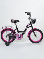 Велосипед 12 ZIGZAG GIRL черный/розовый С ручкой