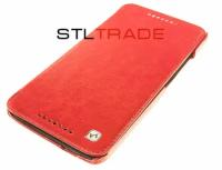 Футляр-книга боковой Hoc Crystal Leather для HTC One Max red