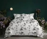 Семейное постельное белье софткоттон печатный белое с серыми розами