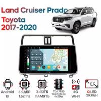 Штатная магнитола Wide Media для Toyota Land Cruiser Prado 2017-2020 [Android 10, 10 дюймов, 3/32GB, 8 ядер, TDA7850, DSP, SPDIF, QLED, 1280*720]