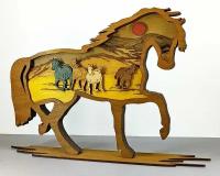 Конструктор из дерева Лошадь, для самостоятельной сборки и раскраски Детская Логика