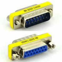 Переходник (адаптер) GSMIN DB15-2 VGA (M) - VGA (F) (Черный)