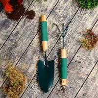 Greengo Набор садового инструмента, 2 предмета: совок, рыхлитель, длина 36 см, деревянные ручки с поролоном