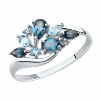 Кольцо из белого золота Diamant online 715443-3 с топазом, миксом камней и Лондон топазом, размер 18