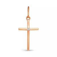 Декоративный крест с бриллиантом 0.005 карат из красного золота 61569 VESNA jewelry