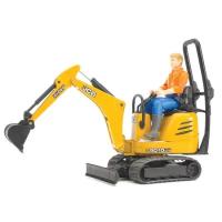 Мини экскаватор Bruder JCB 8010 CTS и рабочий