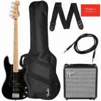 FENDER SQUIER Affinity Precision Bass PJ Pack MN BLK комплект с комбоусилителем, чехлом и аксессуарами