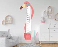 Ростомер детский на стену наклейка "Фламинго" С контурной резкой