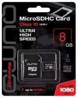 Qumo Карта памяти 8ГБ Qumo QM8GMICSDHC10U1 microSD UHS-I U1 Class10 + адаптер