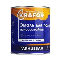 Эмаль ПФ-266 для пола Krafor, алкидная, глянцевая, 20 кг, золотистая