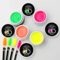 Набор неоновых гелей для моделирования Gel GelLook NEON 4 оттенка х 15ml