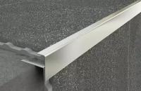 Профиль F-образный для плитки до 10мм из нержавеющей стали, длина 2,7м, лука ПУ 13-10НС.2700.001 (Сатин)