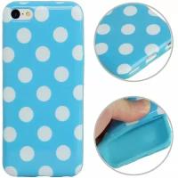 Чехол накладка Dot TPU Case для iPhone 5C (голубой с белым)