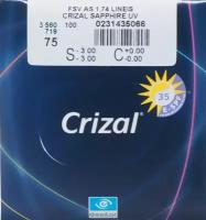 1.74 AS Lineis Crizal Sapphire UV Sph -3.00 диаметр 75