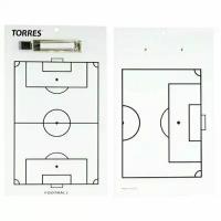 Тактическая доска для футбола TORRES, TR1002S, маркерная, с зажимом, в комплекте маркер, белый