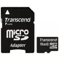 Transcend Карта памяти Transcend Premium microSDHC 16Gb UHS-I Cl10 +ад, TS16GUSDHC10, 2 шт