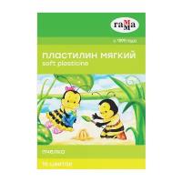 Пластилин восковой мягкий Гамма "Пчелка", 16 цветов, 240г, со стеком, картон. упаковка