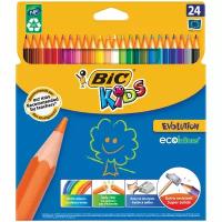 Карандаши цветные пластиковые Bic "Evolution 93", 24цв., заточен., картон, европодвес