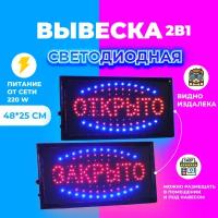 Светодиодная LED вывеска Открыто/Закрыто, 48х25 см