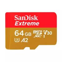 Карта памяти Micro-SDXC 64Gb Sandisk Extreme SDSQXA2-064G-GN6MA, UHS-I V30 A2 + adapter