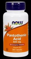 NOW Pantothenic Acid, Витамин Б-5, Пантотеновая Кислота 500 мг - 100 капсул