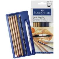 FABER-CASTELL Набор художественный Faber-Castell "Классический" 6 предметов (чернографитный карандаш 2B, растушёвка, пастель в карандаше белая, сангина, сепия, карандаш масляный Medium)