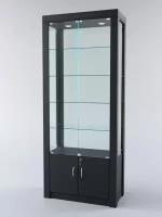 Витрина "модерн" №8 (с дверками, задняя стенка - стекло), Черный 90 x 45 x 210 см (ДхШхВ)