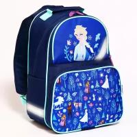 Disney Рюкзак школьный эргоно.спинка Т 37*26*13 Холодное Сердце "Эльза", синий