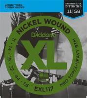 EXL117 XL NICKEL WOUND Струны для электрогитары Meduim Top/Extra Heavy Bottom 11-56 D`Addario