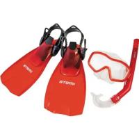 Набор ATEMI для плавания (маска+трубка+ласты) размер 28-31 красный, 24200