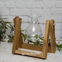 Edelman Маленькая ваза Адениум 17*17 см на деревянной подставке, стекло 1058221