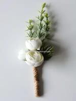 Бутоньерка коллекция "Цветущий сад" с ранункулюсами (белый)