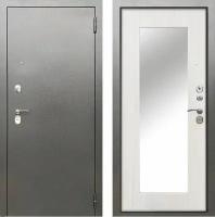 Дверь металлическая Берлога Тринити (М) Милли с зеркалом 2060х970х92мм левая серебро антик, ясень бе