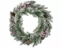 Хвойный венок данхилл снежная сказка с ягодами и шишками, хвоя - PVC, 30 см, National Tree Company 31DUFW12/DUF3-10-12W
