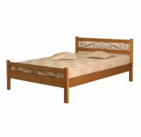 Кровать двуспальная из массива дерева Рио с ковкой, спальное место (ШхД): 140х200