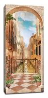 Картина Уютная стена "Балкон с аркой с видом на узкий канал Венеции" 30х60 см