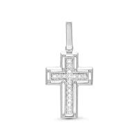 Декоративный крест с 17 бриллиантами 0.034 карат из белого золота 61402 VESNA jewelry
