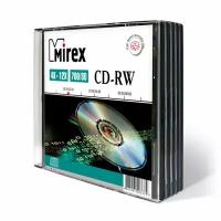 Диск CD-RW Mirex 0,7 GB 12x (5 штук в упаковке), 838854