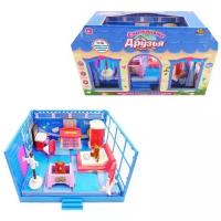 Игровой набор Abtoys Счастливые друзья Модульная комната Спальня с мебелью и фигурками животных, 11