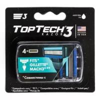 Сменные кассеты для бритья Toptech Razor 3 лезвия, 4 шт