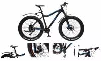 Велосипед Фэтбайк Riot-x(рамаAl 6061;колесо26";пер/зад покр.4"; 27скоростей Shimano Acera,вилка RST Guid;тормозаTektro;седло Velo;рост до175см;черный) Forsage FB26002(457) Forsage FB26002(457)