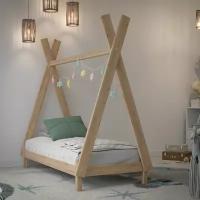 Детская кровать 190x70/ Кровать односпальная деревянная «ВигВам» GREEN-LITE / Односпальная подростковая кровать одноярусная