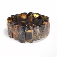 Лечебный браслет из натурального чёрного фактурного янтаря "Массаи"