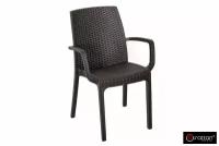 B:Rattan Bica, Италия Стул B:rattan INDIANA с подлокотниками, коричневый